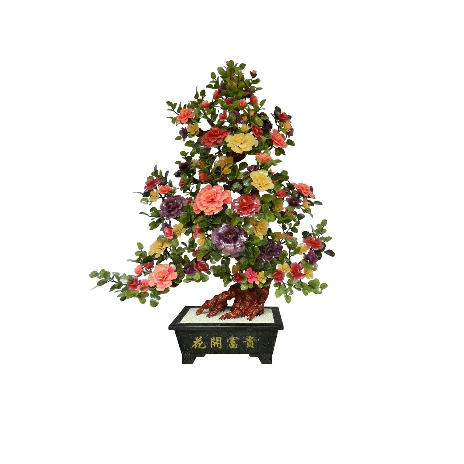 DFGHNBVC Fake Plants Artificial Bonsai Tree - Indoor Plant Decoration, Jade Carving Of Peony Flowers For Home Desk Bonsai Tree,