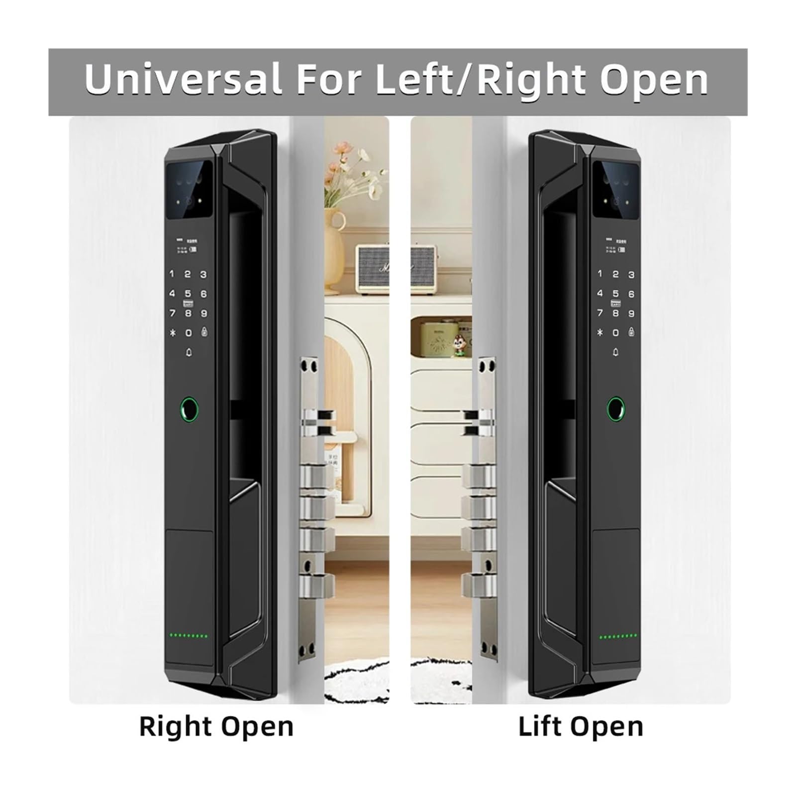 Serratura intelligente per porta, Smart Lock Videocitofono remoto Sblocco facciale multilingue for la sicurezza domestica(Noir,30 * 240)