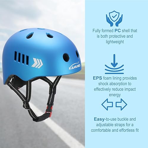 Miniatura 43 de KAMUGO Juego de casco de bicicleta para niños, casco para niños de 2 a 8 años con equipo de protección deportiva, rodilleras, coderas, muñequeras