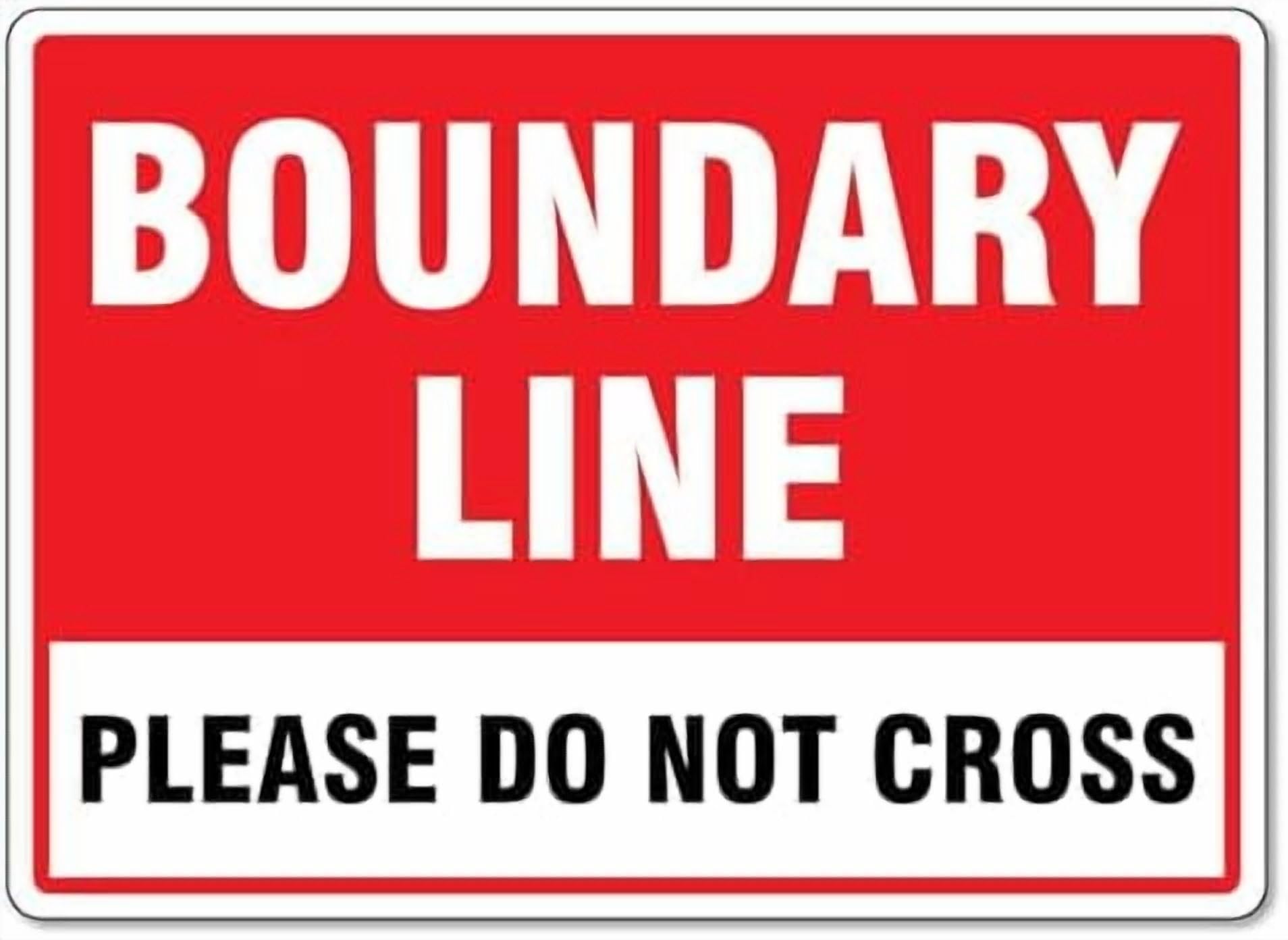 (2-Pack) Metal Tin Sign Boundary Line Please Do Not Cross Private Property Signs 8x12 Inch - Clear Warning for Home & Use