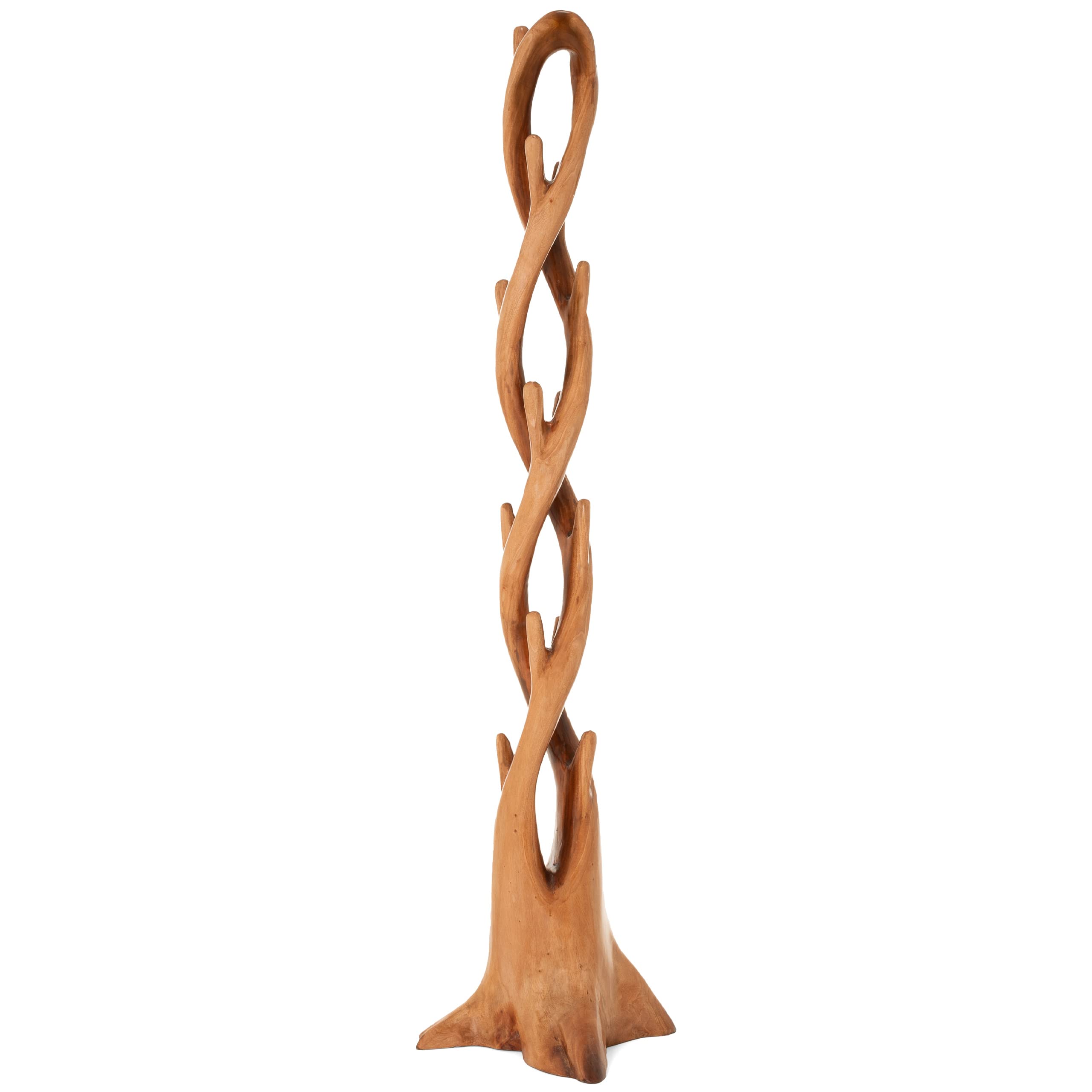 DIVERO Garderobenständer in Baumform aus Mahagoni-Holz - Farbe: Braun