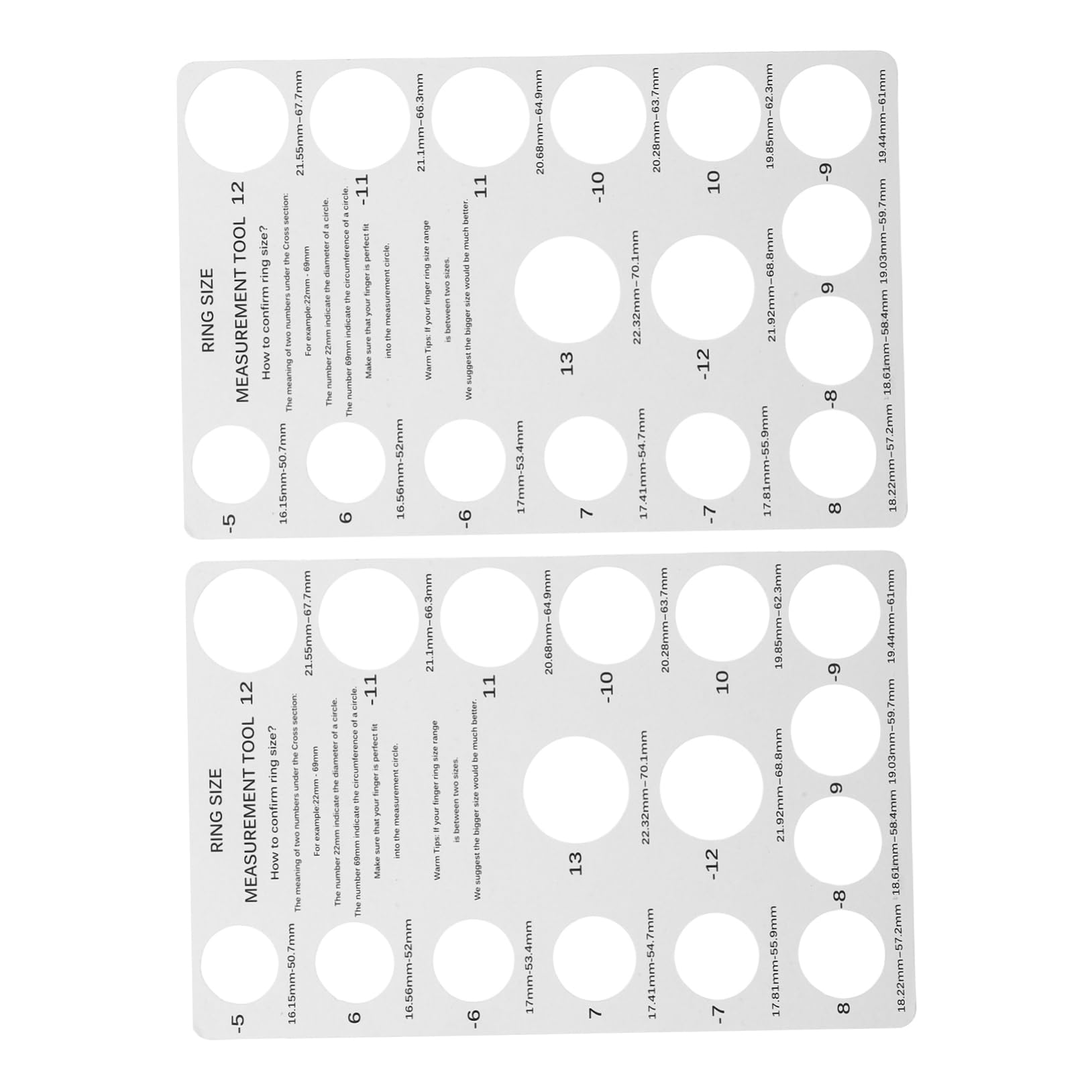 HOMSFOU Finger Size Measuring Tape Ring Tool Cardboard Ring Measurer Jewelry Sizing Gauge Board USA