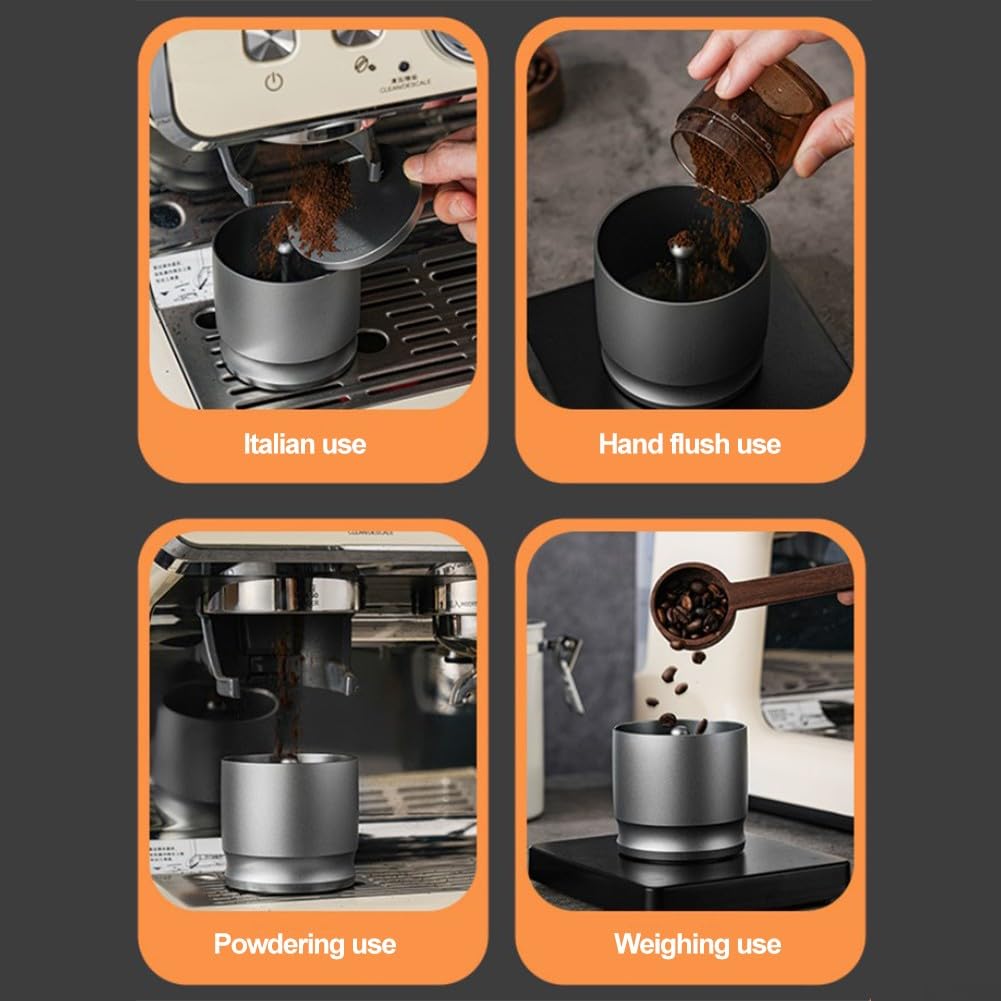 Doseerringen Pers Met Deksel 58mm Aluminium Koffiefilterhouder Doseerbeker, Grijs
