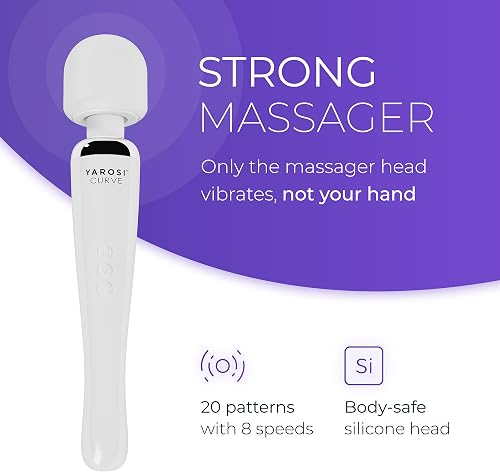 Masseur sans fil de Yarosi - Le plus puissant pouvoir vibratoire thérapeutique - Magic Stress Away - Parfait pour la récupération muscularie personnelle après le sport - USB - Curve - Blanc - 3
