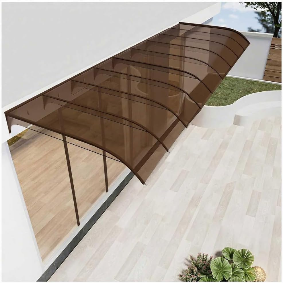 Transparent Door Canopy Awning Sun & Rain Protection for Entrance & Window Brown 40x240cm Outdoor Shelter Weather Resistant Patio Cover