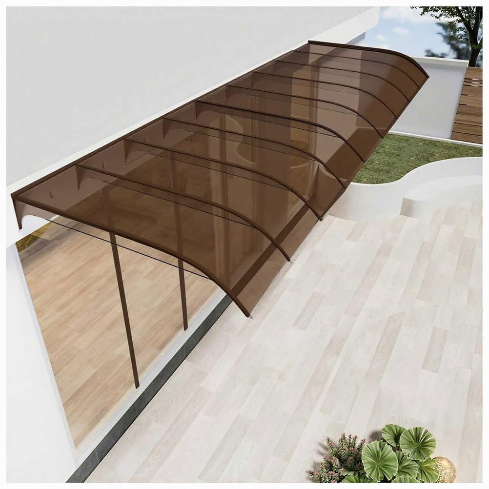 GJZQDKX Transparent Door Canopy Awning for Entrance & Window Sun & Rain Protection Brown 40x40cm Outdoor Shelter Weatherproof & Stylish Design