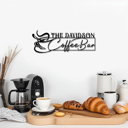 Miniatura 4 de Letrero de barra de café personalizado con nombre y año, arte de pared de metal vintage para estación de café, cocina o cafetería, regalo para