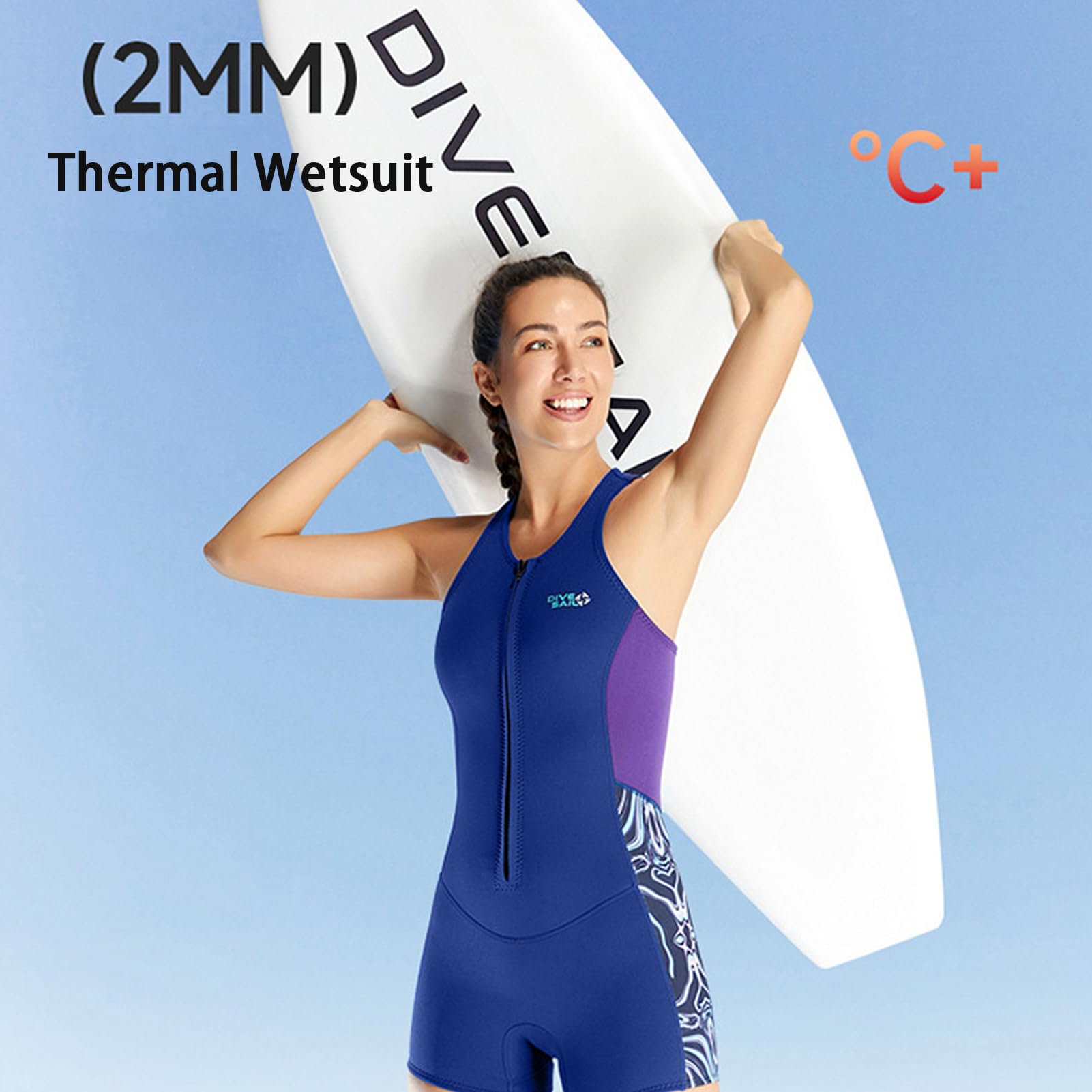 doorslay Women's Wetsuit Short Sleeve Sleeveless One Piece Swimsuit 2mm Front Zipper for Swimming, Diving, Surfing and Other Water Sports (XS)