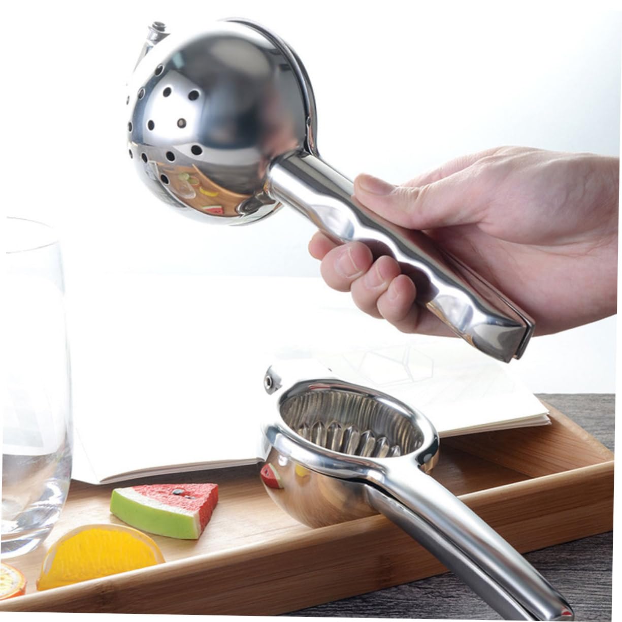 1Pieza Exprimidor Manual Inoxidable para Herramienta de Cocina Duradera y Práctica para Hogar Bares y Tiendas