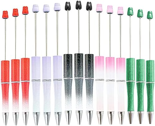 Miniatura 1 de 15 bolígrafos de plástico de 5 colores para bricolaje Ppl Beads Plumas bolígrafos con cuentas a granel Surtido de cuentas para niños estudiantes