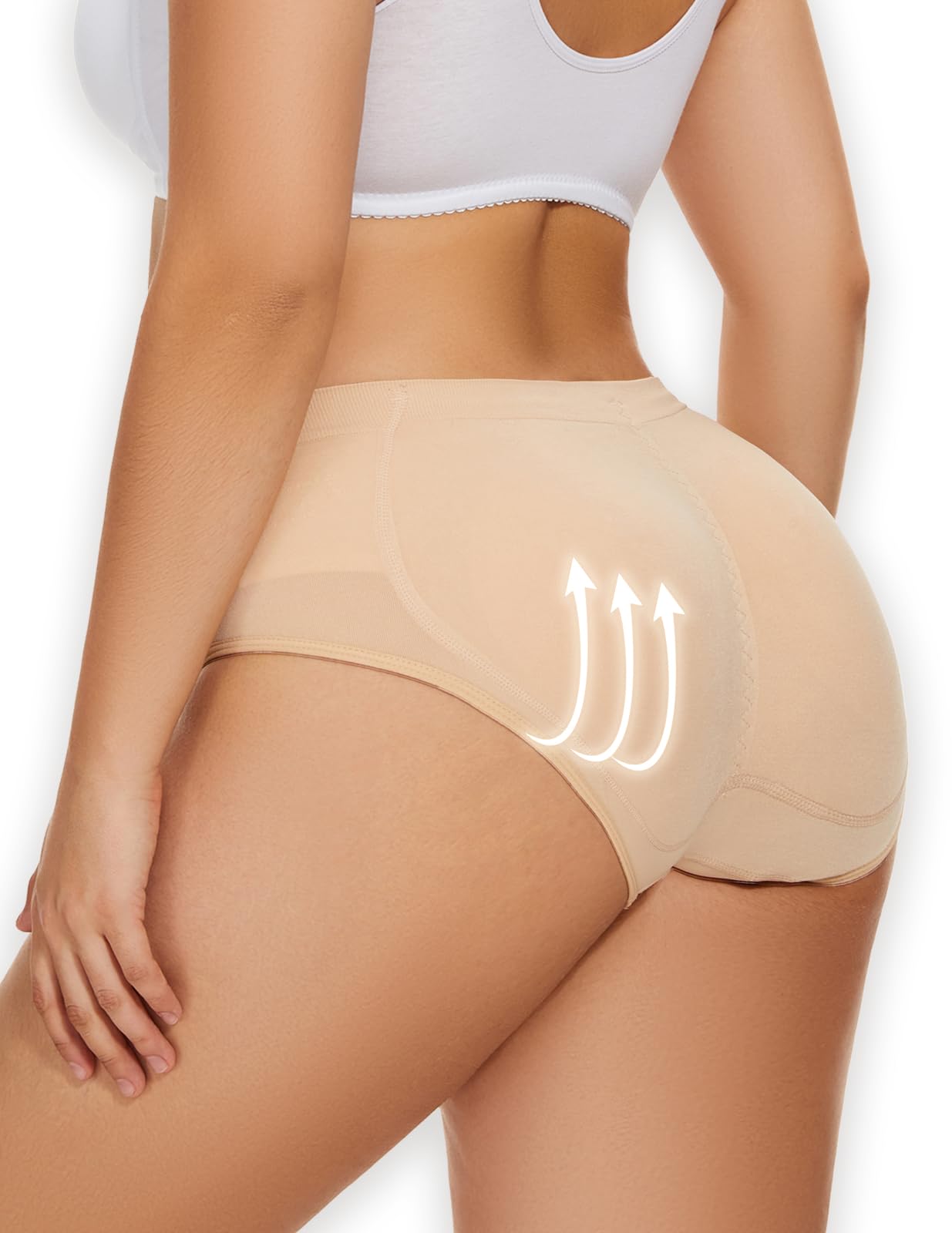 Zimi Collection Seamless Booty Pads Enhancer Shapewear Butt Lifter Panties for Women Padded Underwear Butt Lifting Panty Skin XL