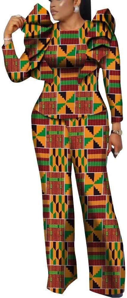 African Print Shirt Tops and Pants Sets for Women Dashiki Traditional 2 Pieces Pant Suits