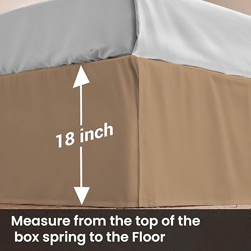 Miniatura 6 de Falda de cama de caída de 18 pulgadas, tamaño King con plataforma para permanecer en su lugar, elegante diseño plisado con esquinas divididas, tela