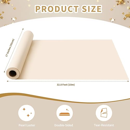 Miniatura 4 de Juertime Papel de regalo mate blanco roto, papel de regalo reversible con brillo perlado perfecto para bodas, día de San Valentín, cumpleaños,
