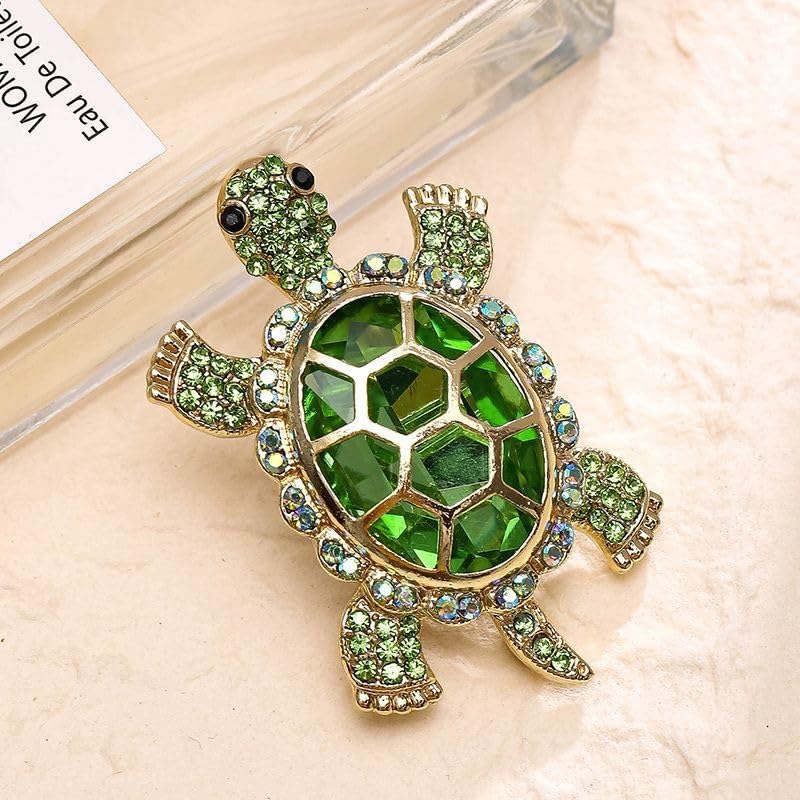 5pcs Turtle Brooch with Crystal Diamonds, Turtle Enamel Pin, Turtle Jewelry for Decorating Clothes3