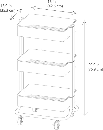 Miniatura 10 de Simply Tidy Lexington - Carrito de almacenamiento multifuncional de 3 niveles, color azul polvoriento, para el hogar, la oficina y la cocina, 1