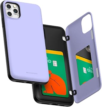 GOOSPERY Magnetic Door Bumper Compatible with iPhone 11 Pro Max Case, Card Holder Wallet Easy Magnet Auto Closing Protective Dual Layer Sturdy Phone Back Cover - Purple