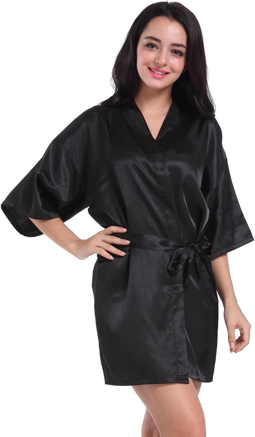 Womens Birthday Queen Squad Robe Spa Robes Party Supplies for Women Silk Kimono Robe with Gold Glitter - Image 2