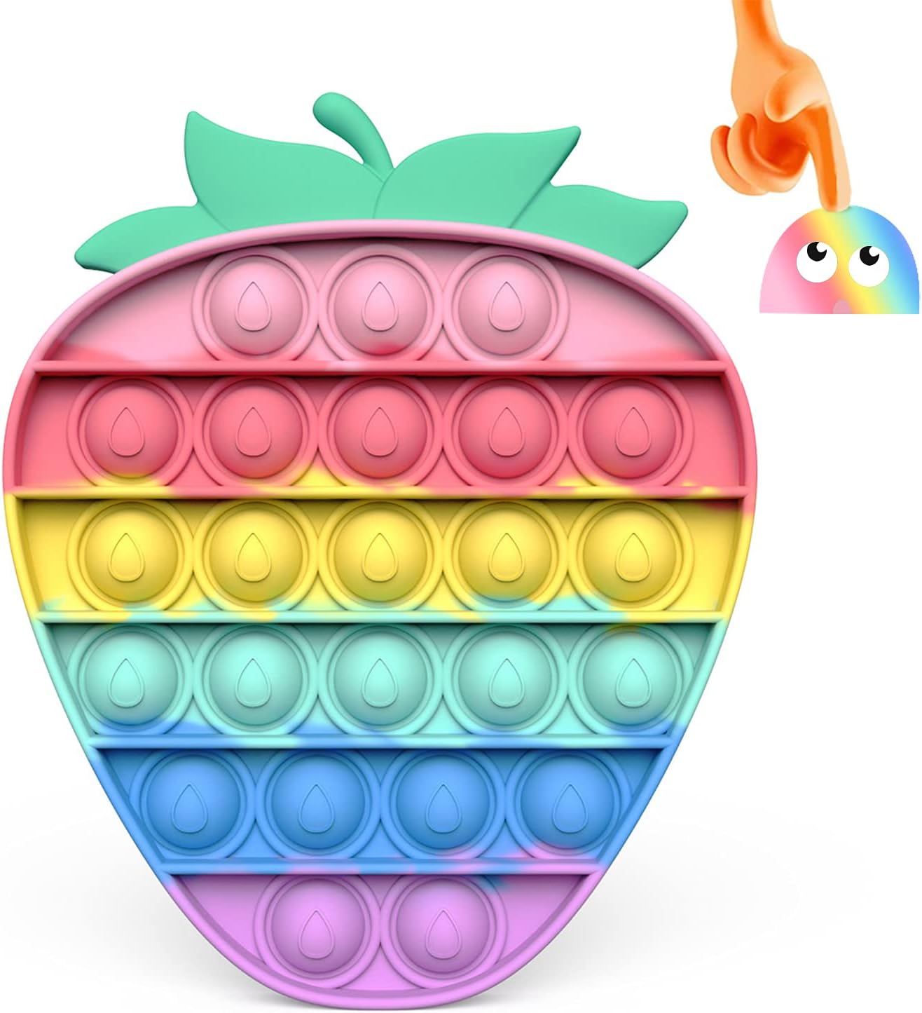 Strawberry Push Pop Bubble It Fidget Sensory Toy - Pop Sensory Fidget It Toy Rainbow