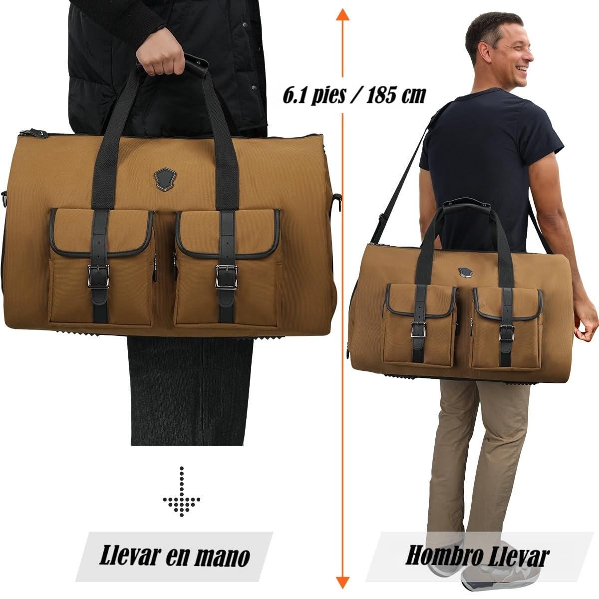 WELKINLAND Bolsas de lona para ropa 48H para viajes, bolsa de ropa de mano con 10 bolsillos, 3 bolsas de viaje para trajes, bolsa de lona 2 en 1 de medio día, bolsa de ropa convertible, bolsa de ropa