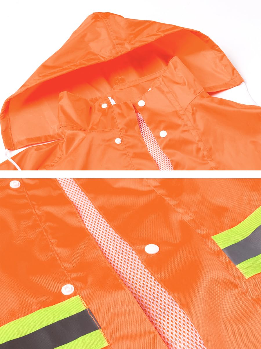 Traje de Lluvia para Hombres 2 Piezas Chaqueta con Capucha y pantalón de Lluvia Traje Impermeable de Trabajo Reflectante Traje de Agua Completo para Deportes al Aire Libre