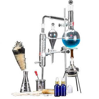 24pcs New 500ml Lab Essential Oil Distillation Apparatus Water Distiller Purifier Glassware Kits w/Separatory Funnel Condenser Pipe