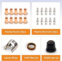 Vista 4 de 23pcs IPT-60 PT-60 IPT-40 PT40 Plasma Corte Antorcha Punta 0.039 in 0.039'' Electrodo Shield Cap/Stand-off/Swirl Ring Silver