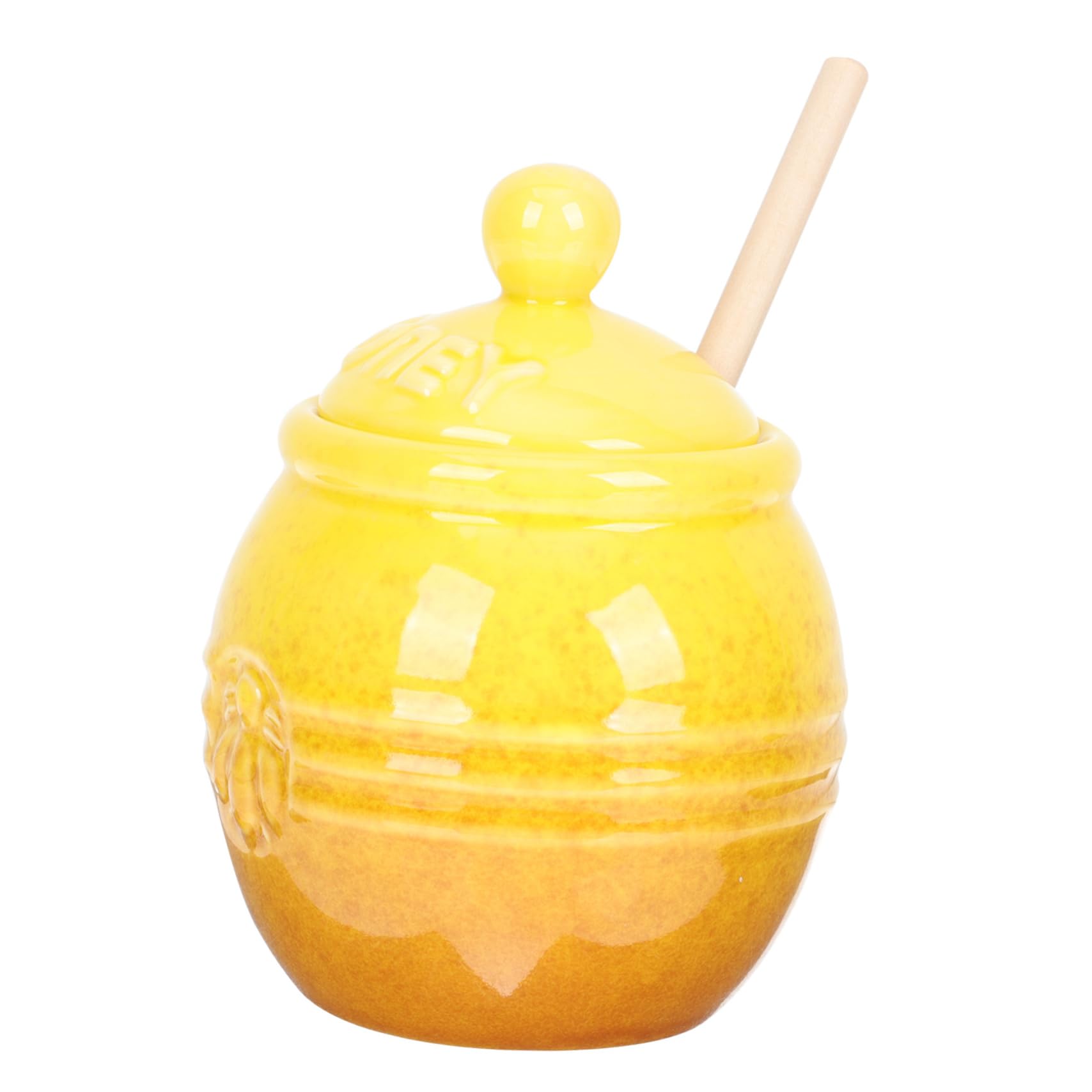 HOLIDYOYO Practical Honey Jar Dipper Honey Storage Container in Ceramic Material Beehive Jar for Honey Dier