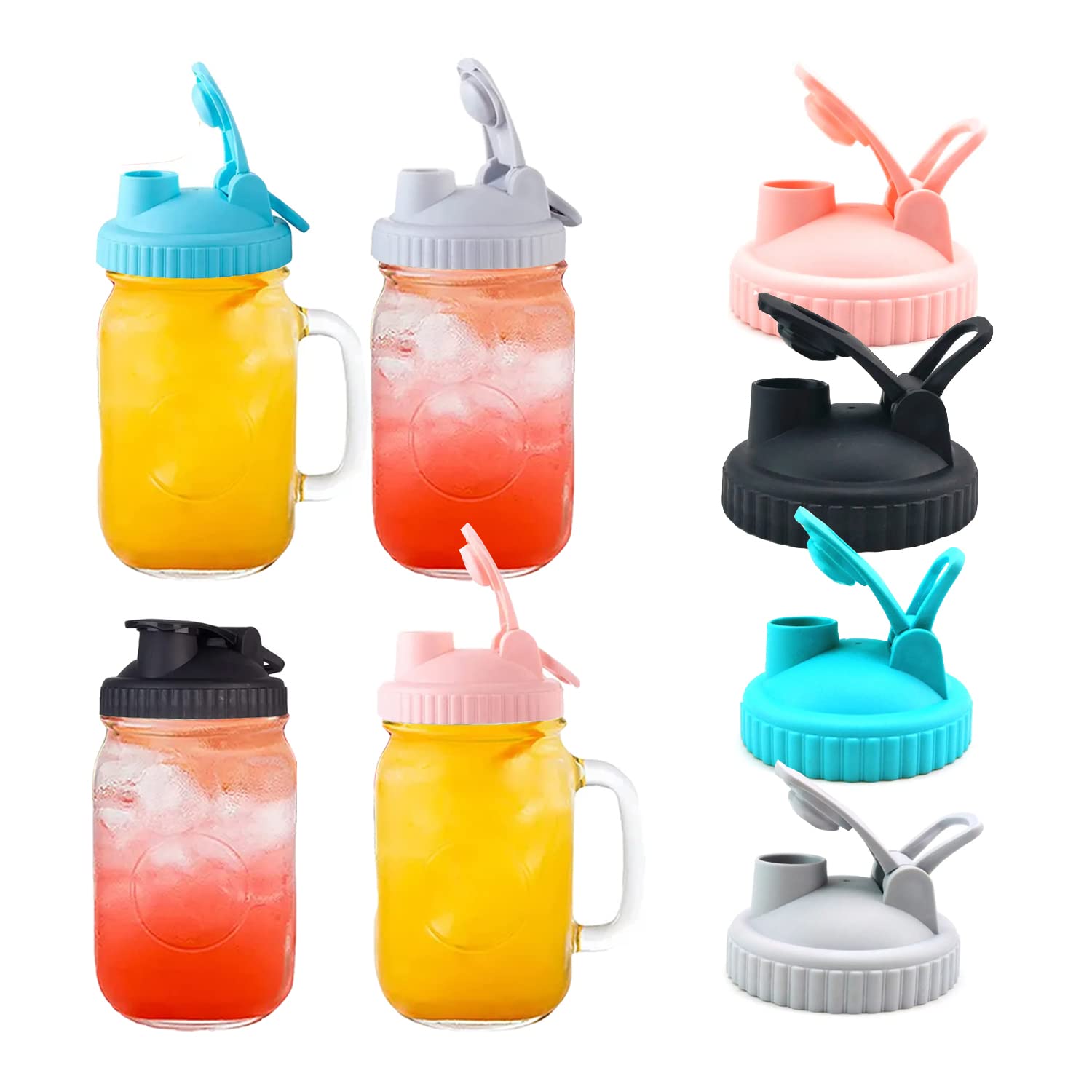 Photo 1 of Variety pack of 4 Wide Mouth Canning Lids with Flip-Top Seals for Mason Jars - Reusable, Leak-Proof and Ideal for Pouring Milk, Coffee, Lemonade and More (Jars not Included) Wide Mouth Variety Pack