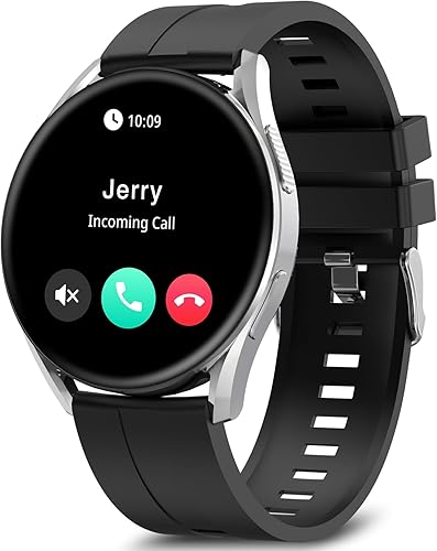 BRIBEJAT Reloj inteligente compatible con teléfono Android iPhone Samsung, pantalla AMOLED HD de 1.43 pulgadas, asistente de voz y respuestallamada,