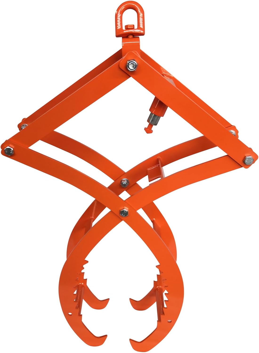 Auto-Grip/Release Orange Heavy-Duty Log & Rock Tongs, Log Lifting Tongs, 28" 360° Rotating Lifting Claw with 4-Claw Design for Tractor, Forklift, ATV – 2650 lbs Capacity