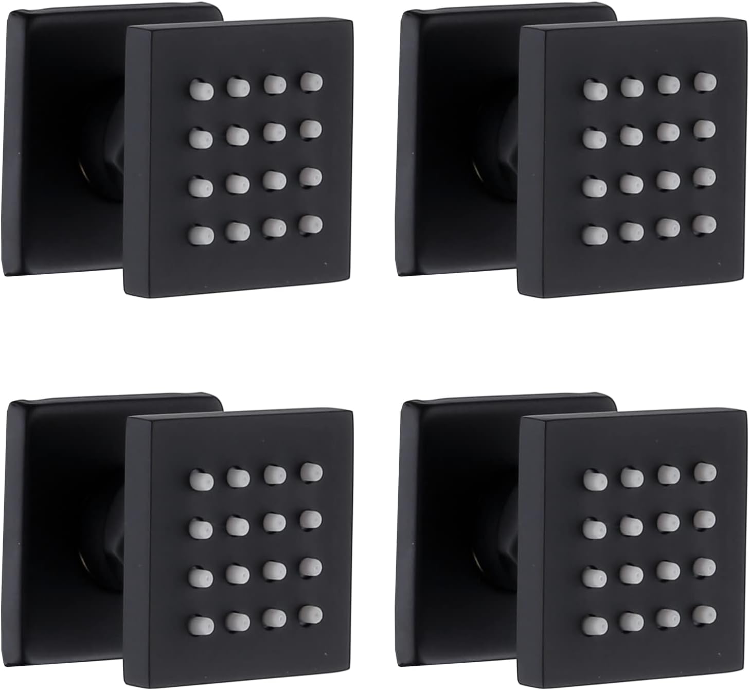 HOMEDEC 2inch Brass Shower Jet Waist Body Spray Massage Showerhead Can Swivel (Matte Black, 4 pack)