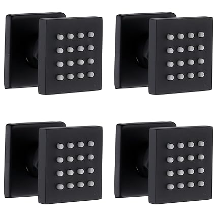 HOMEDEC 2inch Brass Shower Body Massage Spray Jets Head (Matte Black, 4 pack)