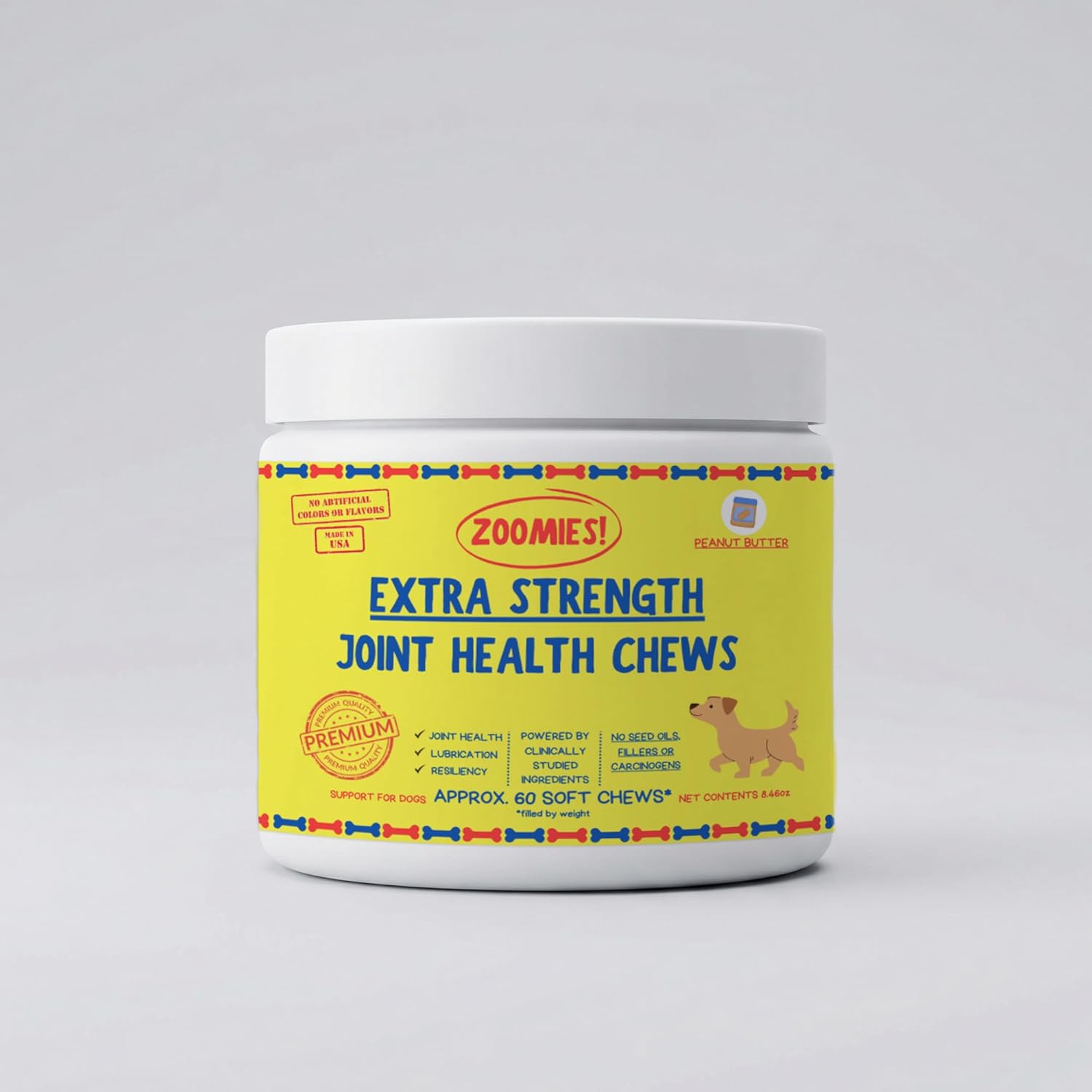 Zoomies Hip & Joint Supplement for Dogs - Soft Chews with Eggshell Membrane, Boswellia, MSM - Joint Support for Senior Dogs - Made in USA - 60 Chews