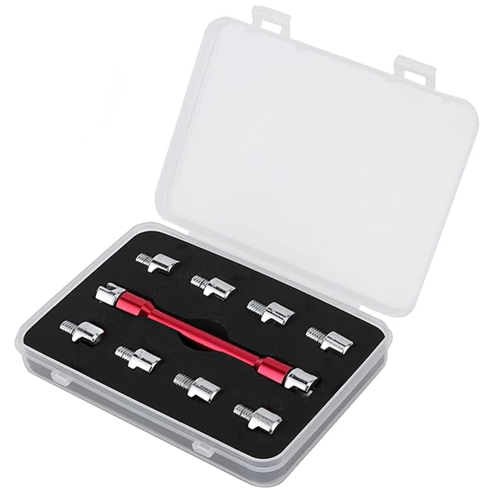 Clé à rayons pour moto, jeu de clés CNC dynamométriques à rayons de rechange de 93 mm longueur de 5,0 à 6,8, étui d'emballage pour clés à rayons de moto tout-terrain pour la plupart des motos (rouge)