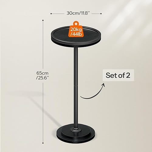 Miniatura 3 de HOOBRO Mesas auxiliares pequeñas, juego de 2, mesas de bebidas, mesas redondas de café Martini con pedestal para espacios pequeños en sala de estar,