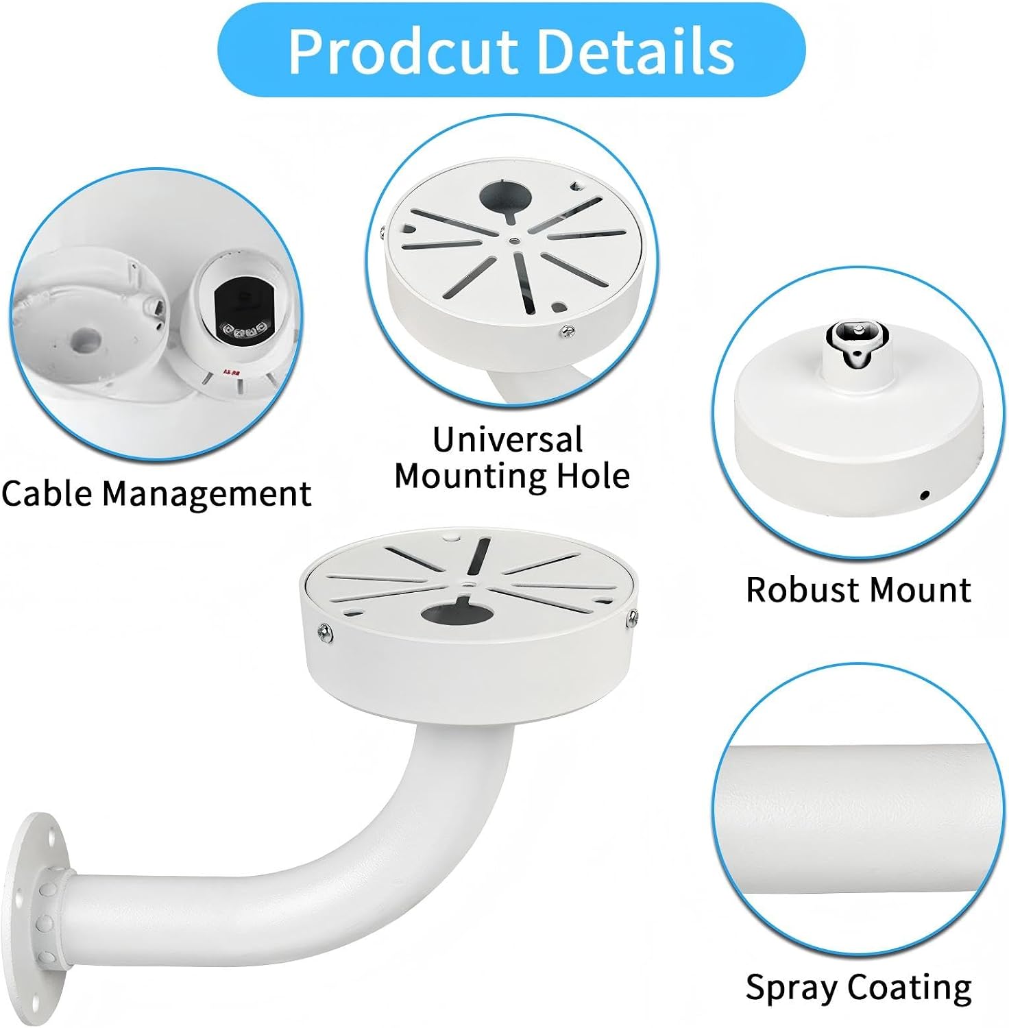 Small Monitoring Bracket, Indoor Universal Adjustable wall Bracket, 360 ° Rotating Metal Heat Dissipation Tray, Universal Installation Bracket for Home Security mini Cameras