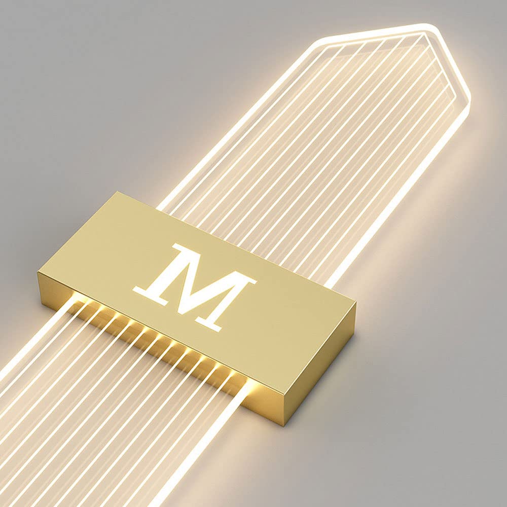 Applique da parete a LED a striscia lunga dorata Lampada da parete moderna in acrilico Lampada da parete per interni rettangolare 8W, 3000K/4000K/6000K regolabile, 23 pollici Apparecchio di il