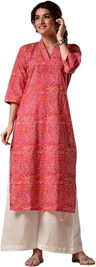 FABZARI Multicolor Printed Rayon Straight Kurti | Kurti for Women