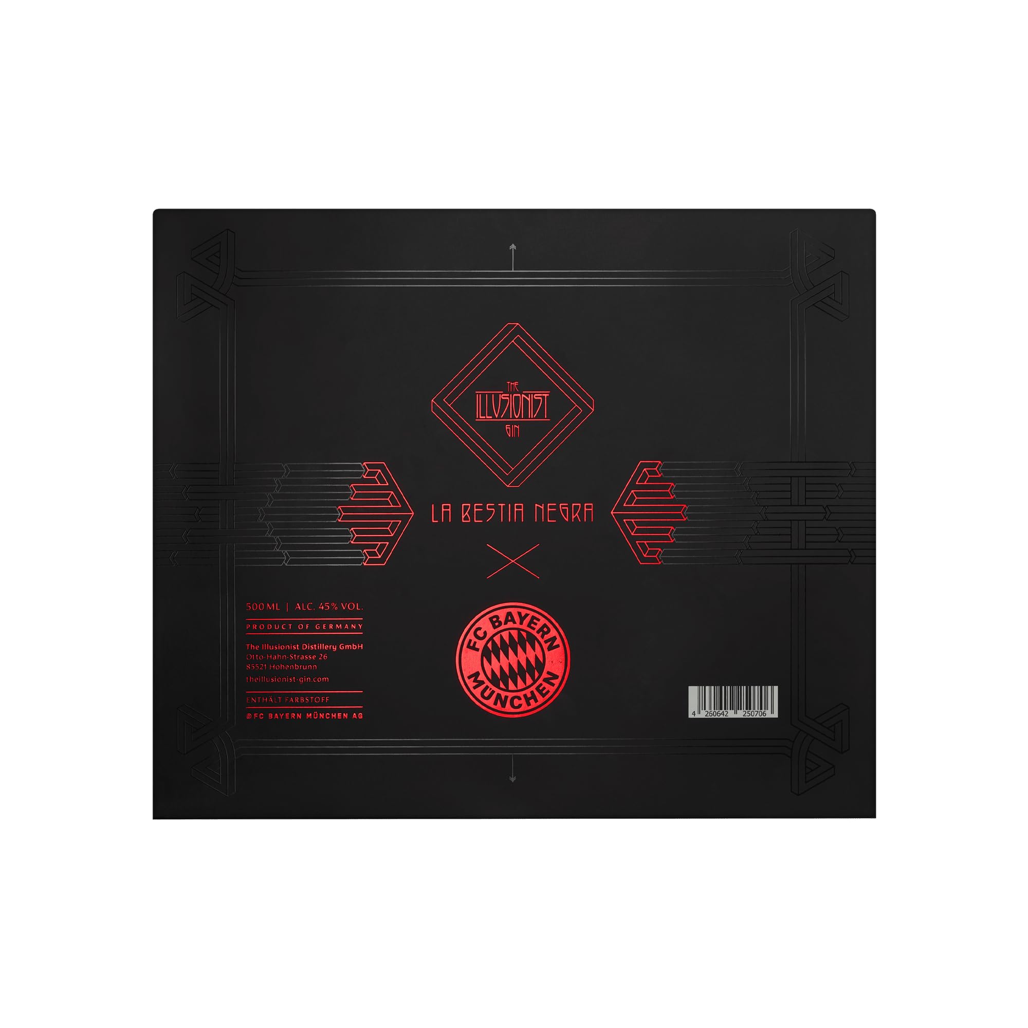The Illusionist La Bestia Negra Geschenkset | The Illusionist Gin FCB München Ed. | Premium Geschenkset mit 2 Gläser & Cocktailbuch | Beerig & Frisch | 45% vol. | 500ml Einzelflasche
