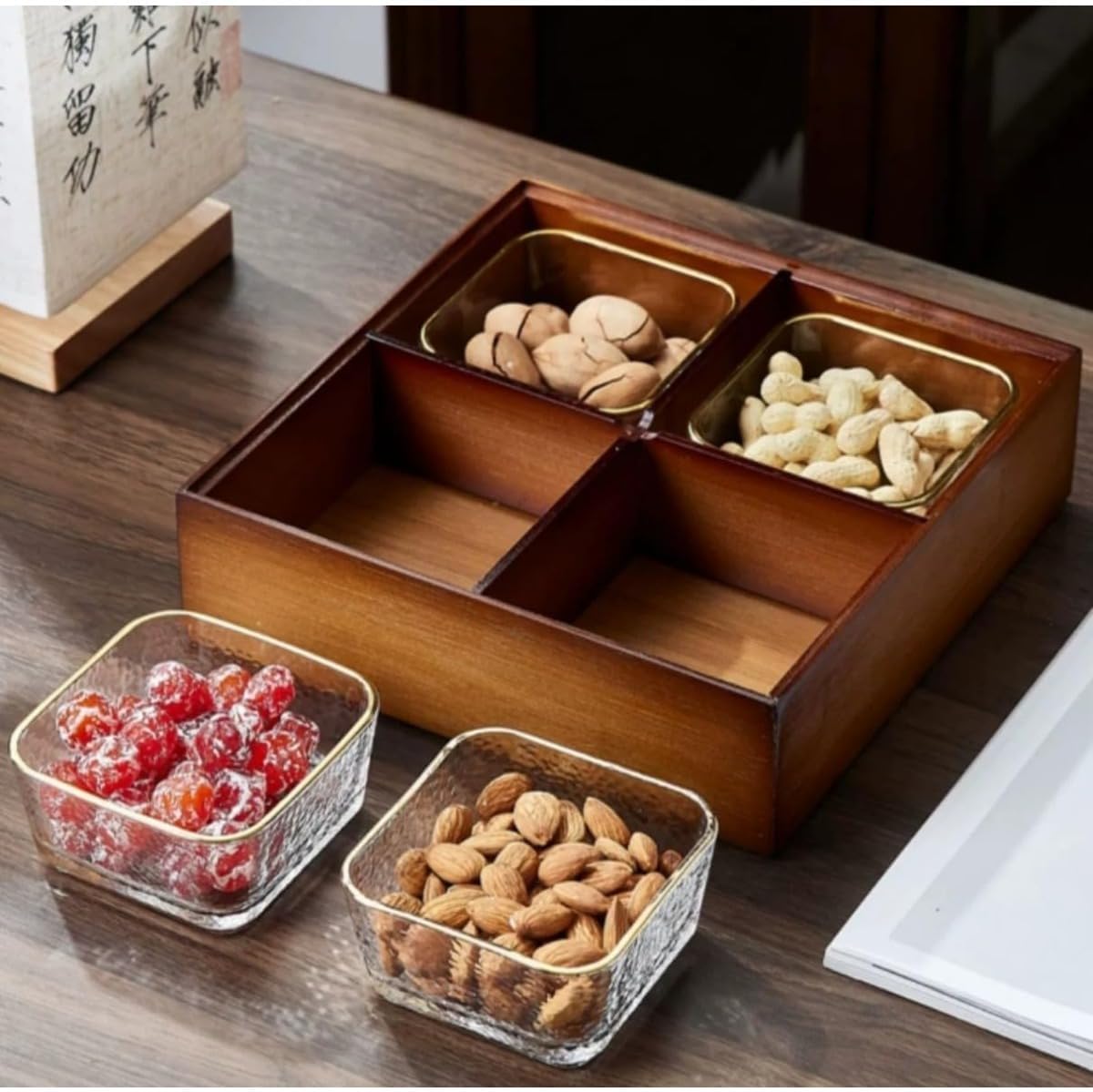 紋紗塗 漆器プレート皿 大皿 木製 津軽塗 七々子塗 伝統技法“紋紗塗