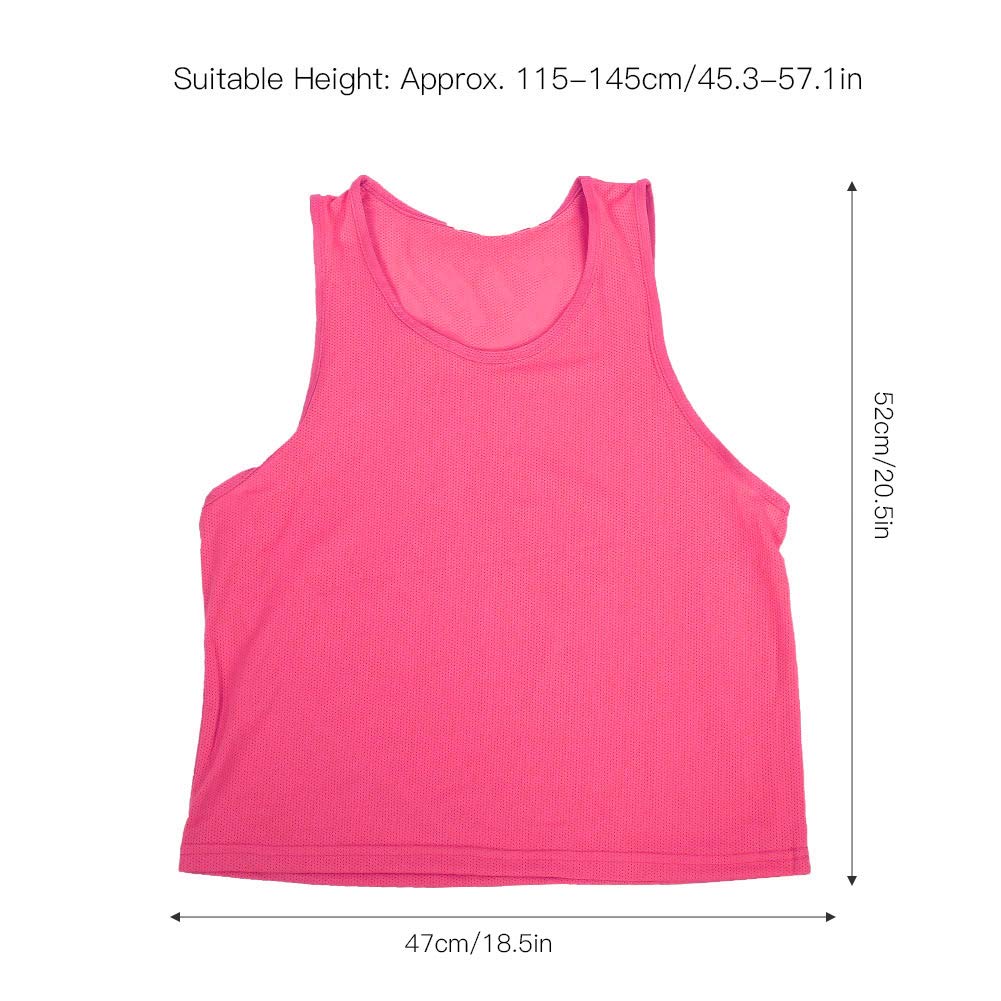Football Vest, 12Pcs Large Mesh Breathable Children Team Sport Training Mesh Exercise Vest for Soccer Ball Basketball(Rose Red)