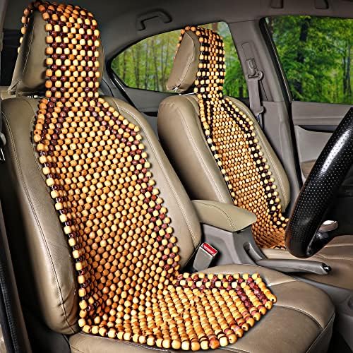 CARSHADE Velvet Acupressure Design Marble Bead Seat Cover for Car Beige