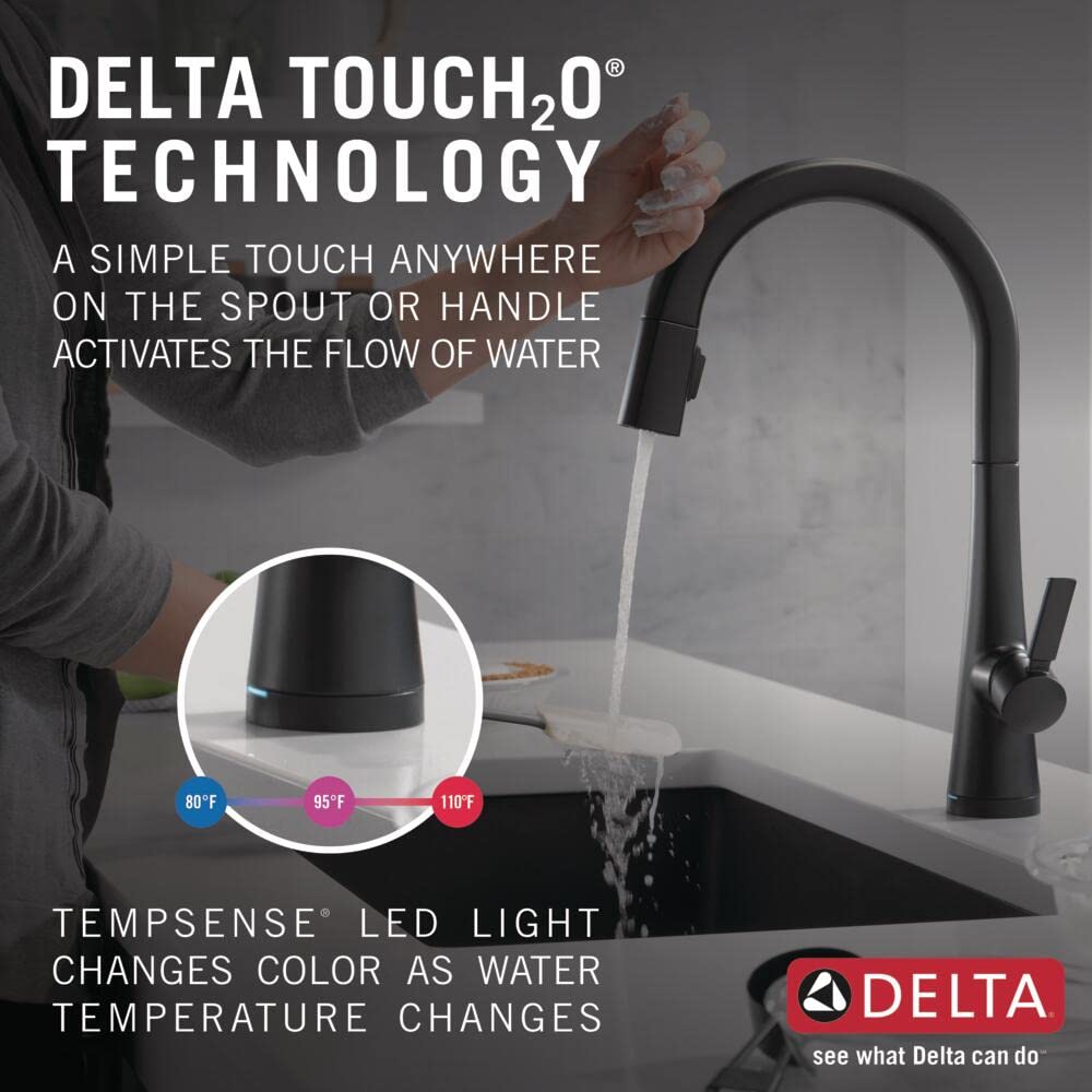 Delta Faucet 9191T-BL-DST Monrovia - Grifo de cocina, negro mate