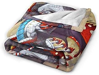 VAADIOSII Manta Que es cómoda, Liviana y Ajustada, Red Mushroom Dragon Moon Ligero Lindo Suave para Sofá Silla Cama Oficina Negro_60"x50