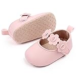 Uineky Infant Baby Girls Dress Shoes Newborn Bowkont Mary Jane Flats Non-Slip Lightweight Soft Sole Toddler First…
