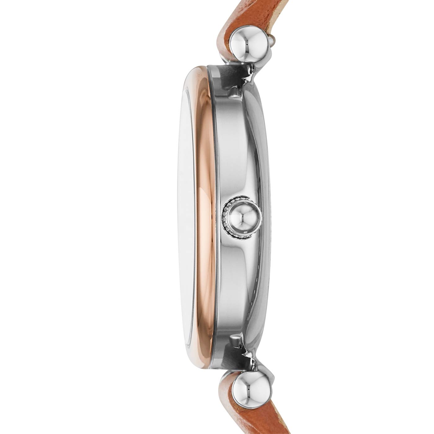 Fossil Grant Uhr für Herren, Quarz-Chronographenwerk, mit Edelstahl- oder Lederarmband, Braun, 44MM & Damenuhr Carlie Mini, Quarzwerk, 28mm Silbernes Edelstahlgehäuse mit Lederarmband, ES4701