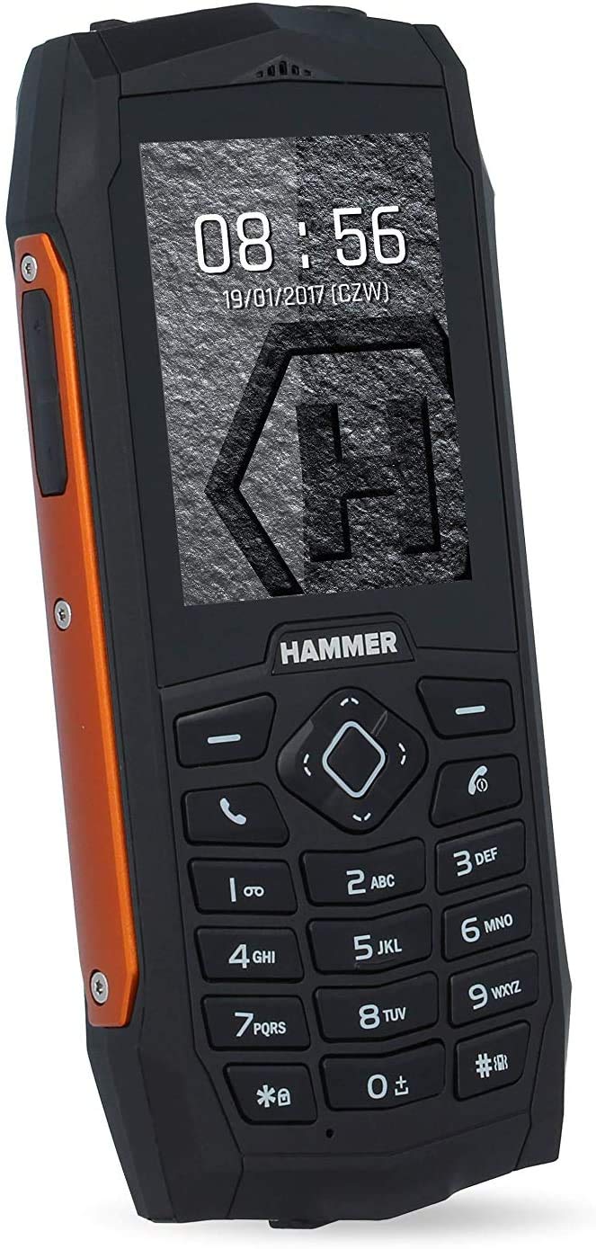 Hammer H Telefono con pulsanti robusti, 2,4 pollici, telefono semplice, batteria grande 2000 mAh, impermeabile IP68 telefono cellulare antiurto, torcia a LED, fotocamera da 2 MP, radio FM, MP3, Dual