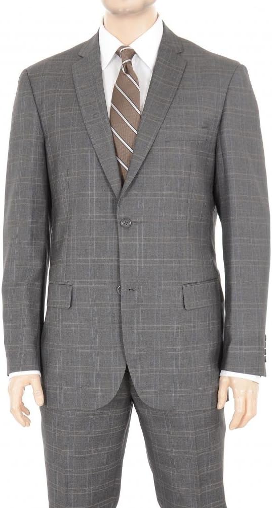 Regular Fit Gray Windowpane Two Button Suit