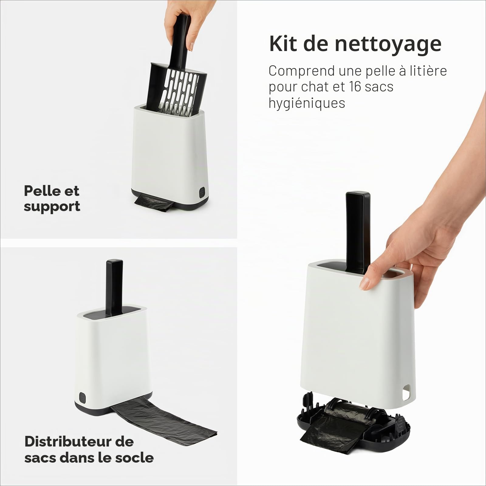 Rotho MyPet Bea Protect Bac litiere pour Chat 51 cm avec Couvercle Gris | Bac a litiere pour chat fermé, maison de toilette chat, porte battante à aimant, filtre à charbon actif, pare-éclaboussures